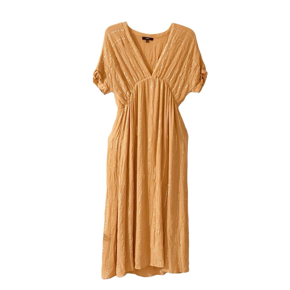 Lulu's Orange and Gold Maxi Dress Elegant Resortwear Size XL Boho Party